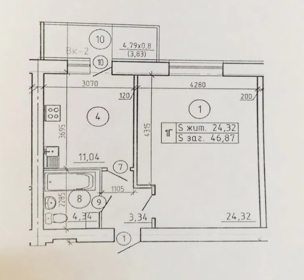 Продаж 1-кімнатної квартири 46.87 м², Михайла Лушпи просп.