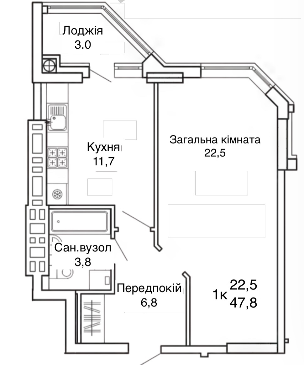 1-комнатная 47 м² в ЖК Святопетровский от 30 723 грн/м², с. Святопетровское