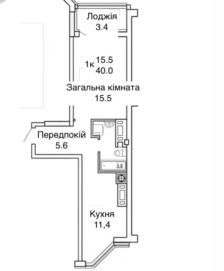 Продажа 1-комнатной квартиры 40 м², теплина 48