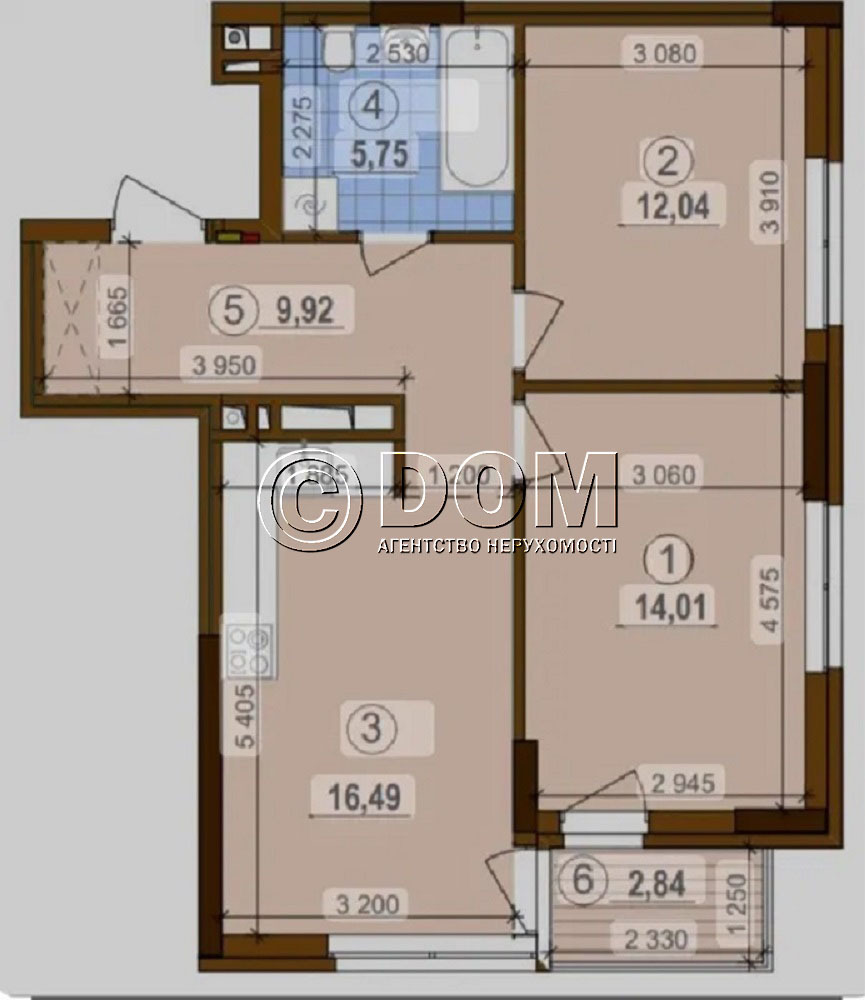 Продажа 2-комнатной квартиры 60 м², Александра Олеся ул.