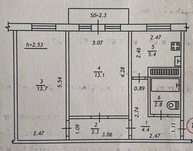 Продажа 2-комнатной квартиры 44 м², Институтский пер.