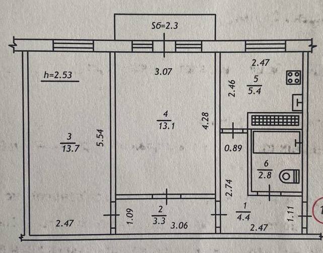 Продажа 2-комнатной квартиры 44 м², Институтский пер.