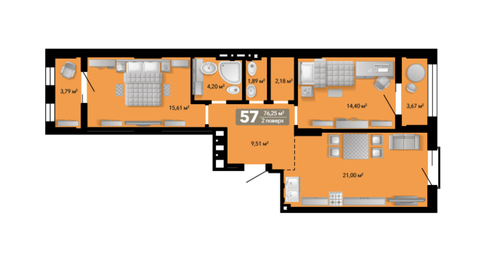 2-комнатная 76.25 м² в ЖК Весняний от 38 009 грн/м², г. Винники