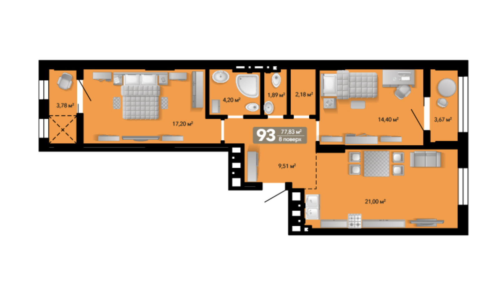 2-кімнатна 77.83 м² в ЖК Весняний від 38 009 грн/м², м. Винники