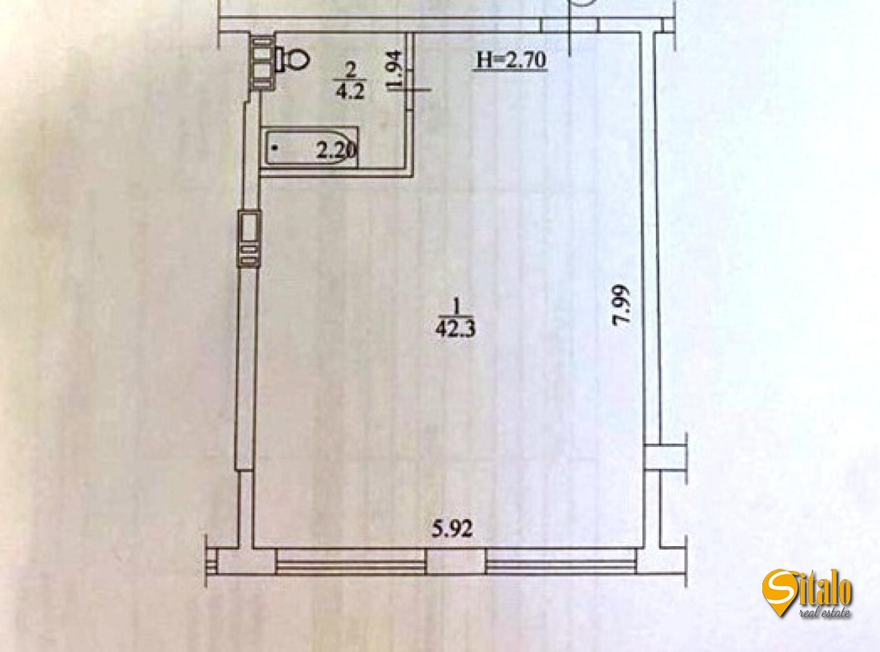 Продажа 1-комнатной квартиры 47 м²