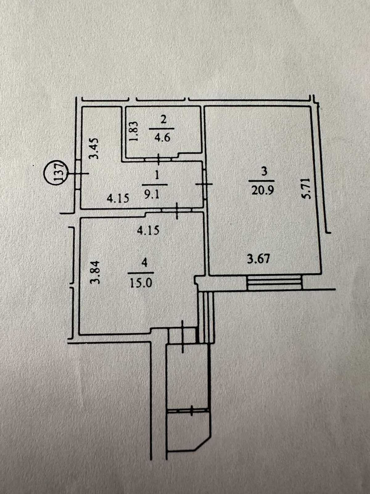 Продаж 1-кімнатної квартири 52.8 м², Леся Курбаса просп., 5В