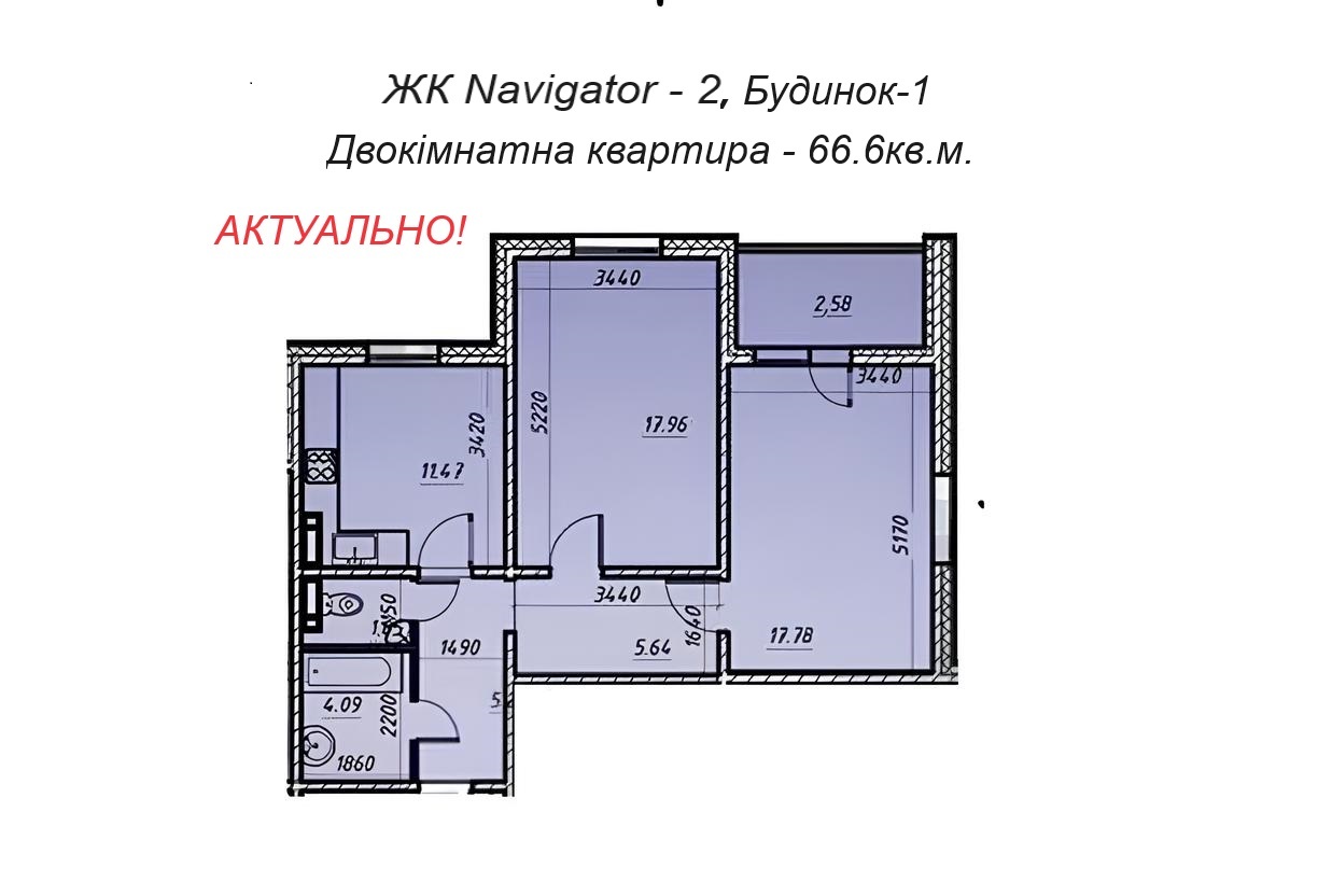 Продаж 2-кімнатної квартири 66.6 м², Коноплянська вул., ул.22А, ЖК Navigator-2