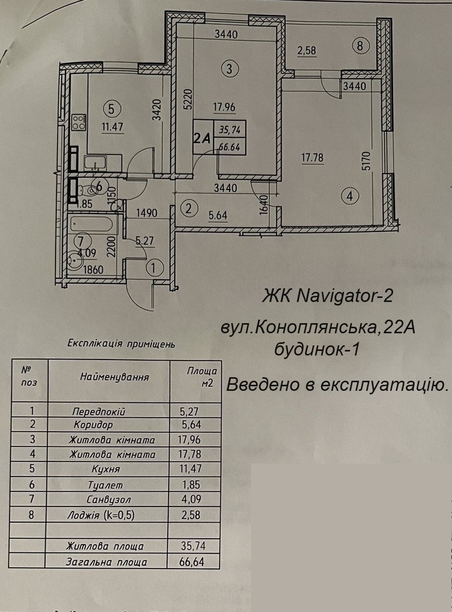 Продажа 2-комнатной квартиры 66.6 м², Коноплянская ул., ул.22А, ЖК Navigator-2
