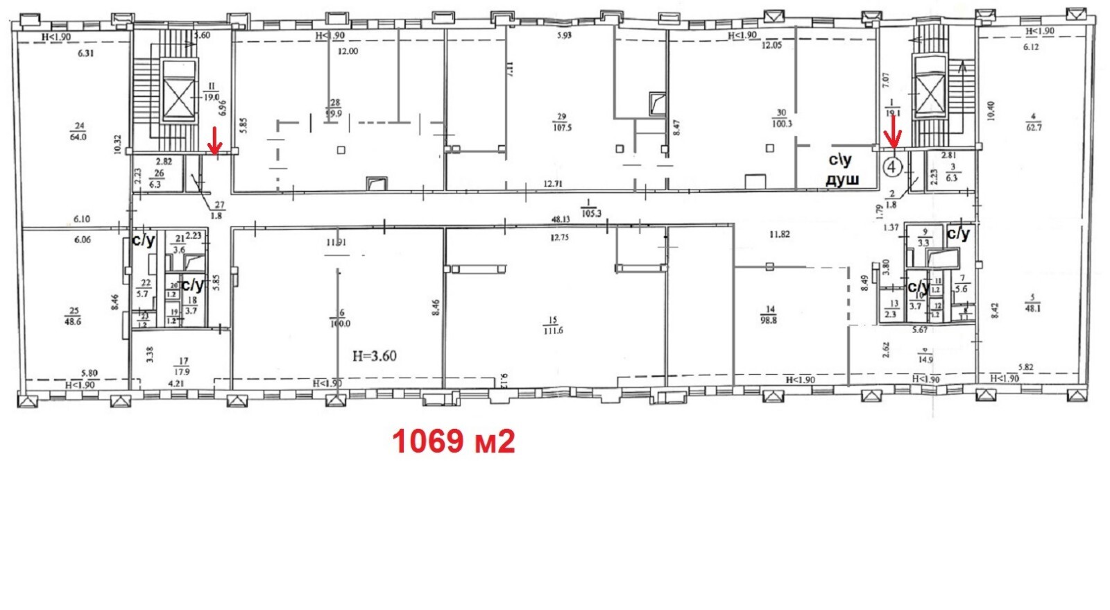 Аренда офиса 1069 м², Верхний Вал ул.