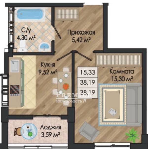Продажа 1-комнатной квартиры 39 м², Семена Палия ул.