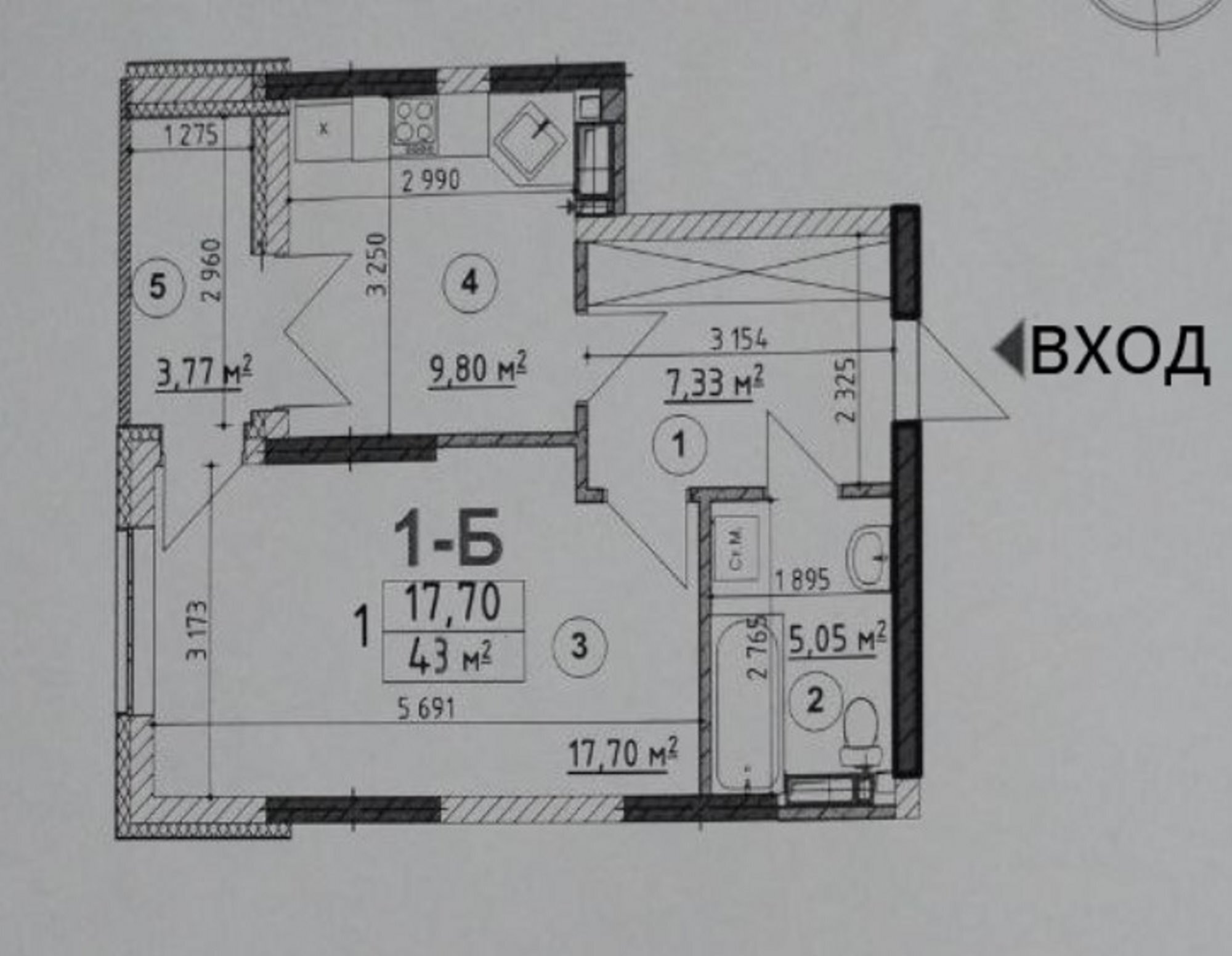 Продажа 1-комнатной квартиры 43 м², Кибальчича ул., 2