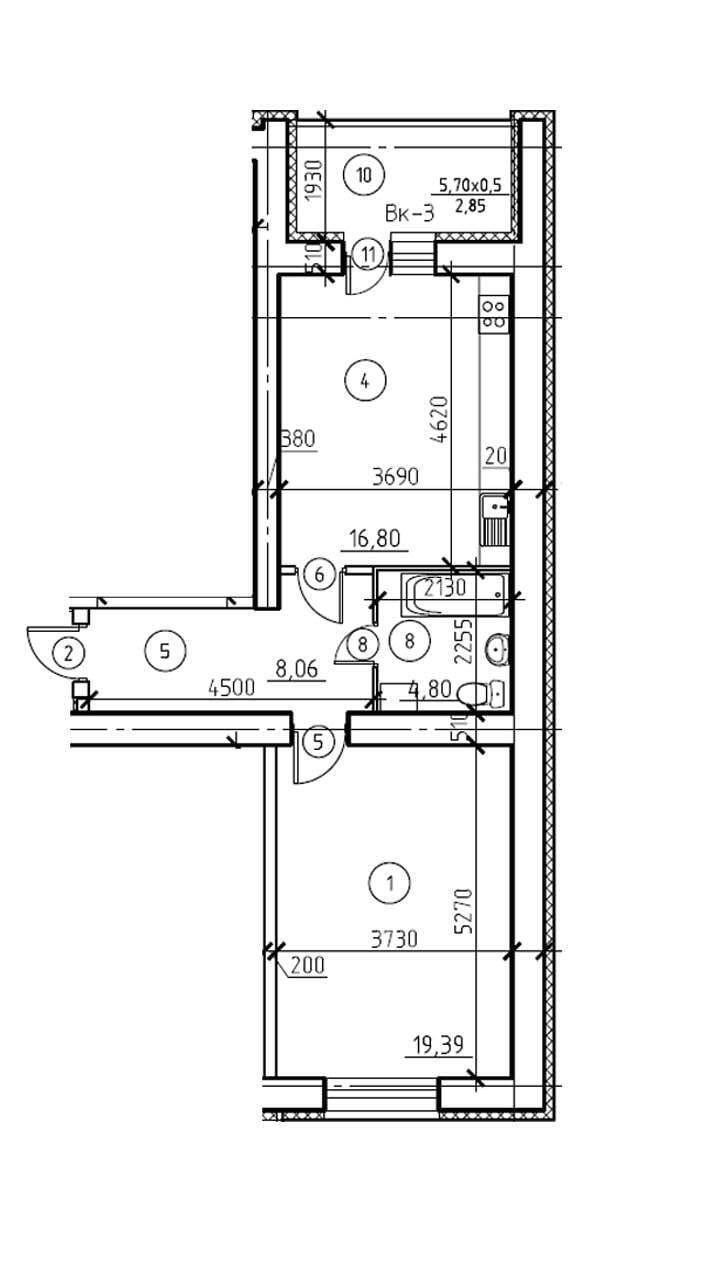 Продажа 1-комнатной квартиры 54.8 м², Михаила Лушпы просп.