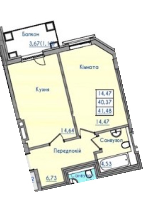 Продажа 1-комнатной квартиры 41 м², Фонтанская дор.