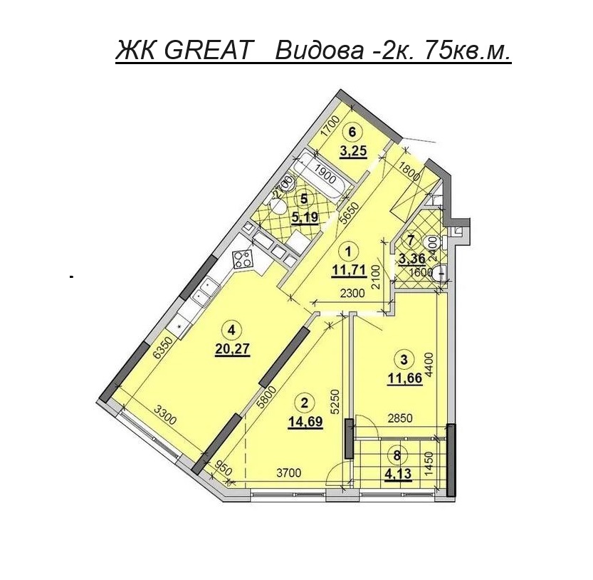 Продажа 2-комнатной квартиры 75 м², ЖК Great, ДОМ 6