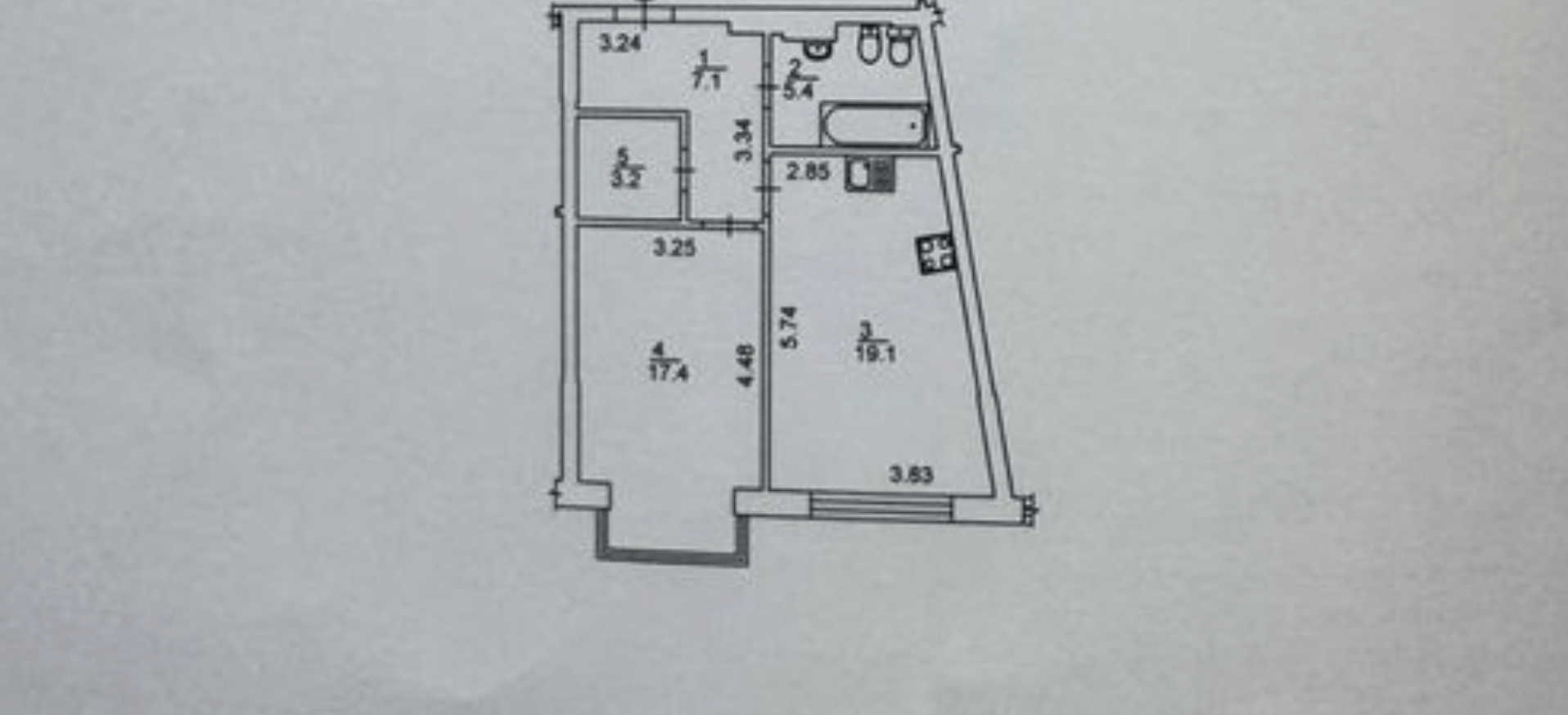 Продажа 1-комнатной квартиры 52 м²