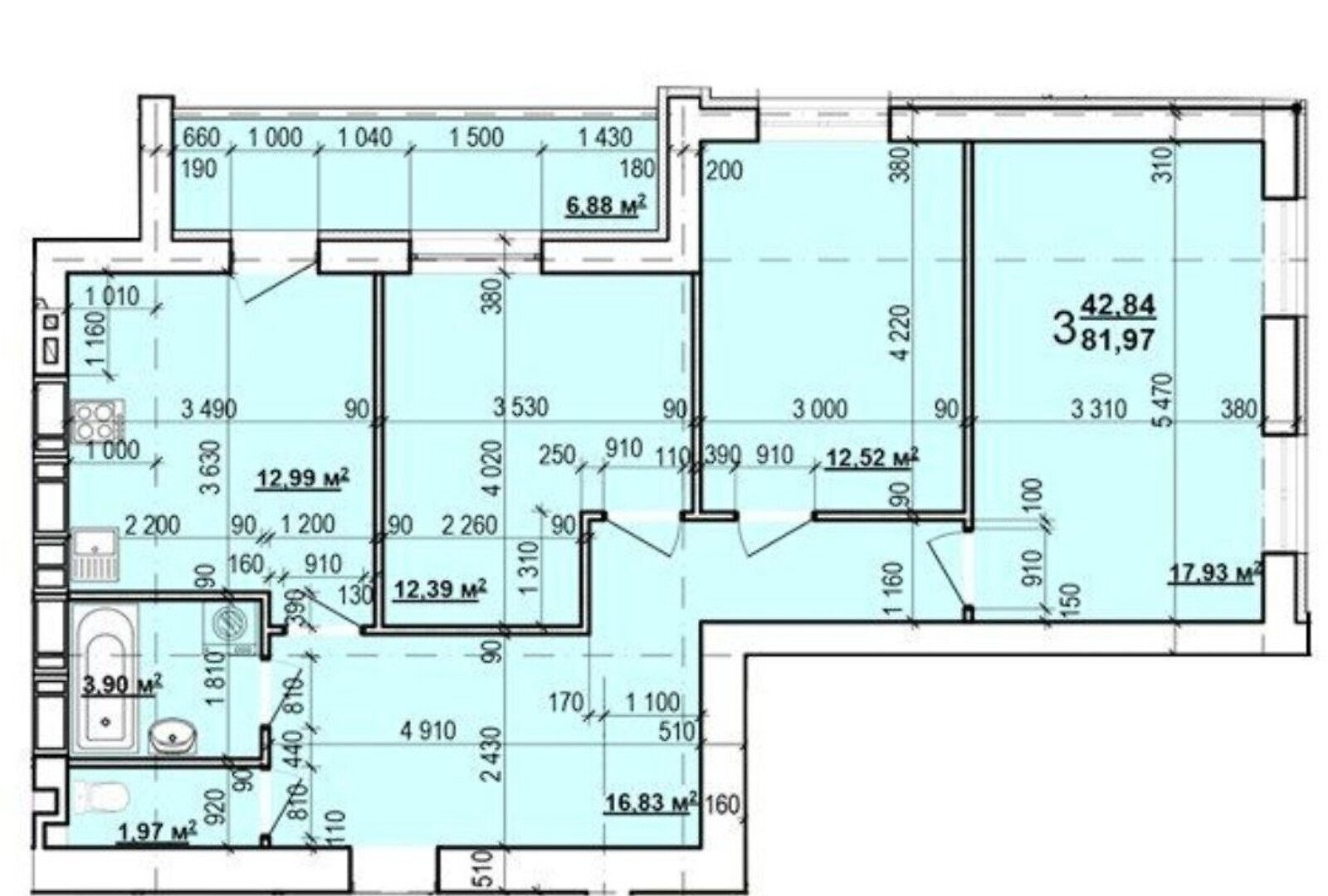 Продаж 3-кімнатної квартири 82 м²