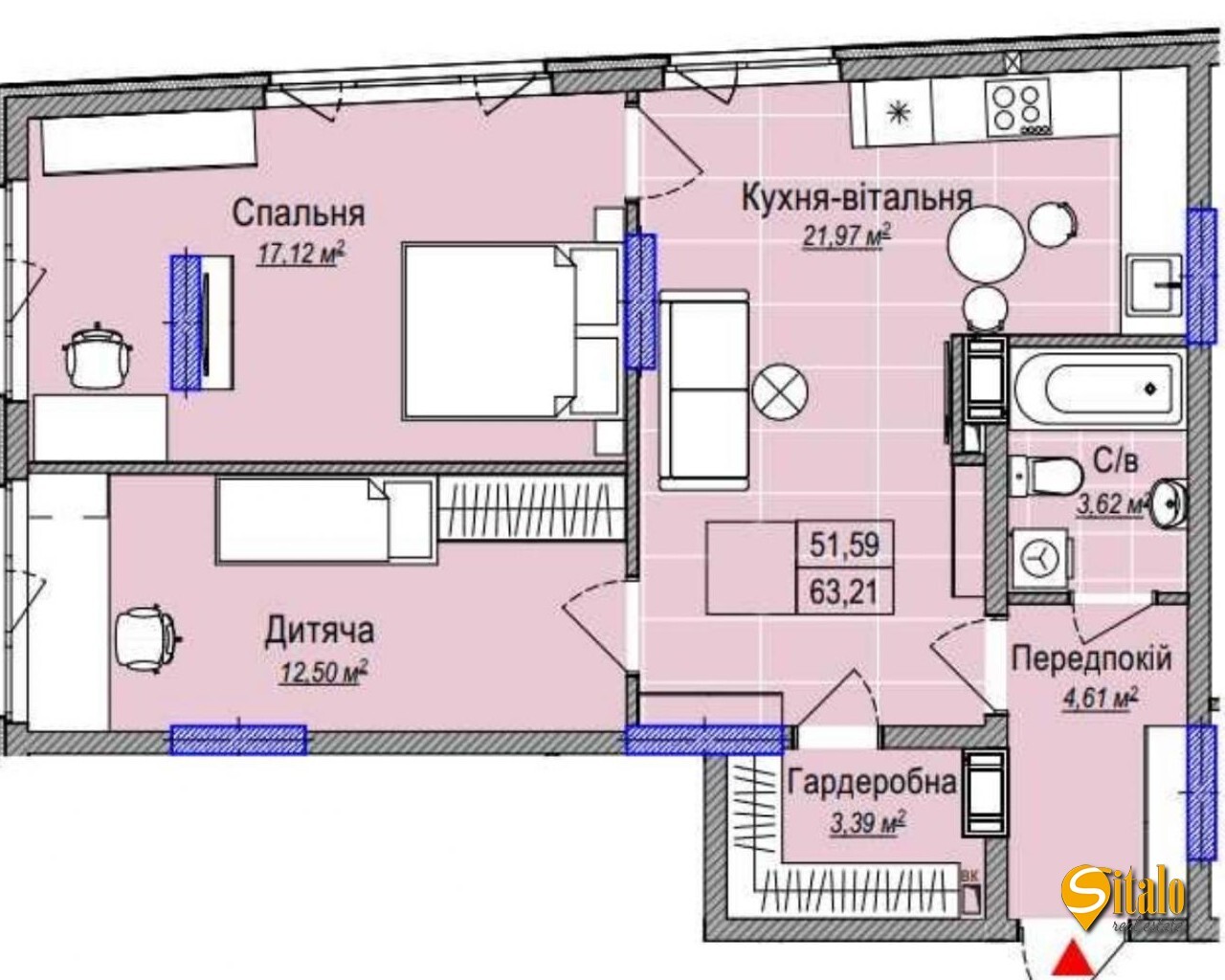 Продаж 2-кімнатної квартири 63 м², Кам’янська вул., 127