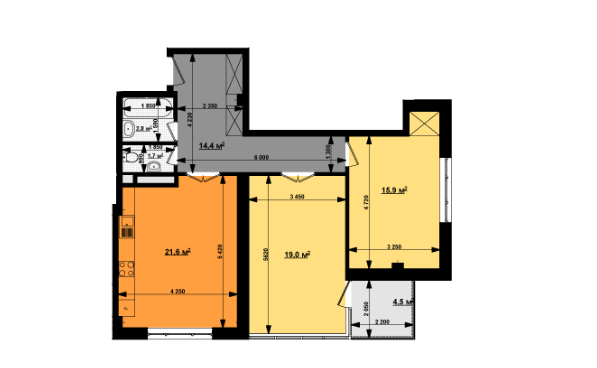Продажа 2-комнатной квартиры 79 м²