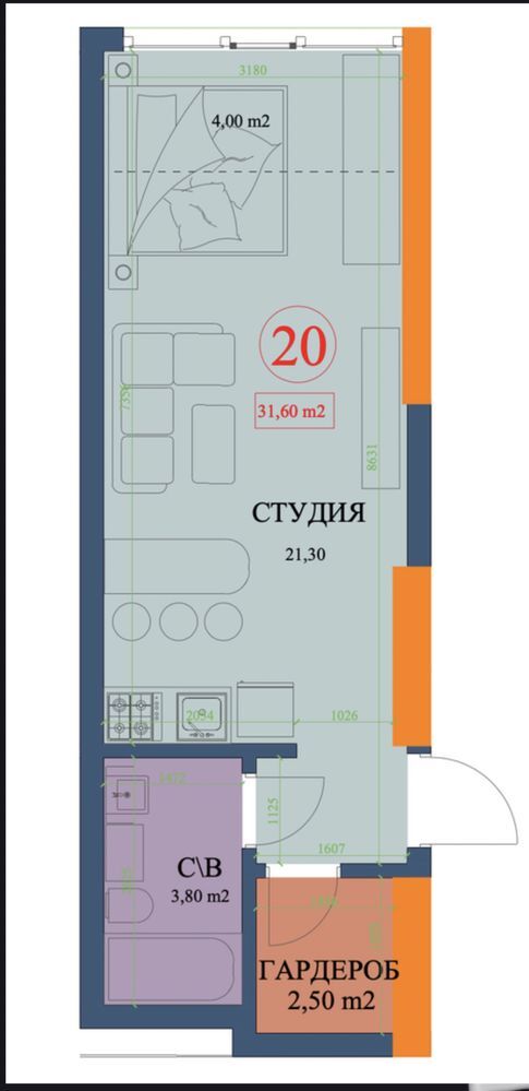 Продаж 1-кімнатної квартири 31 м²