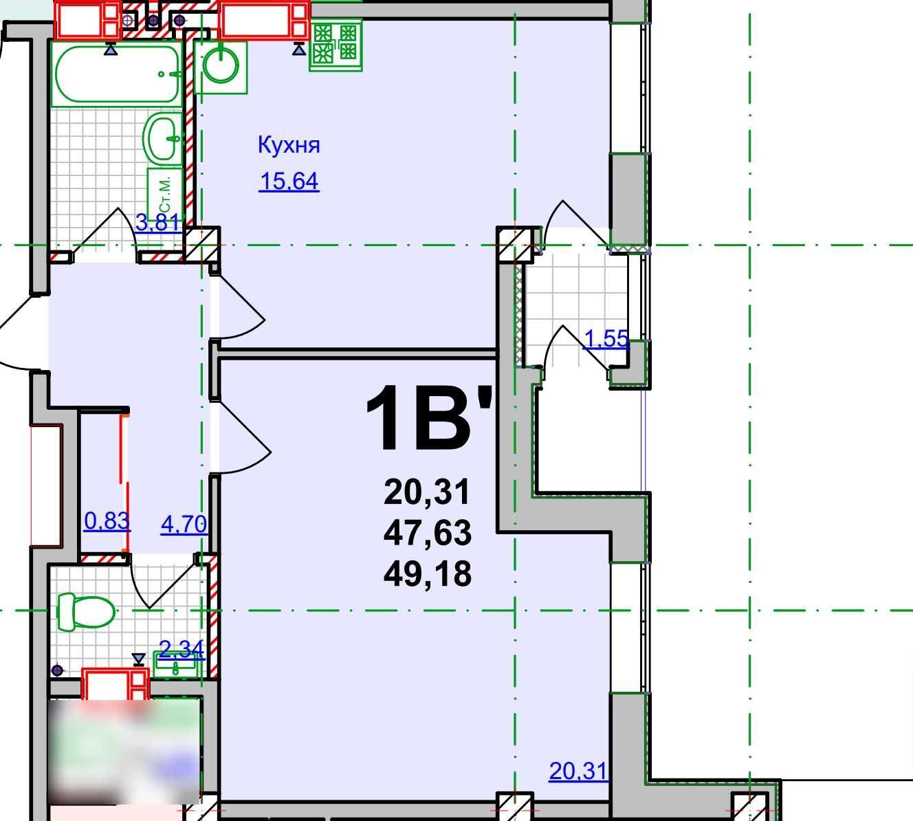 Продажа 1-комнатной квартиры 49 м²