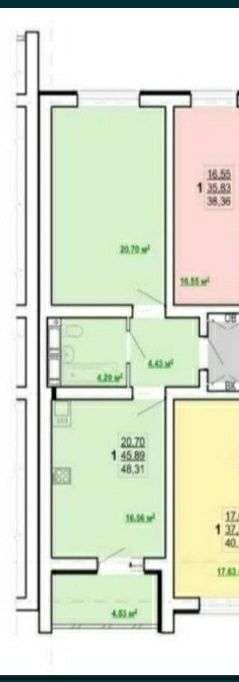 Продаж 1-кімнатної квартири 48 м²
