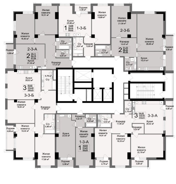 Продажа 2-комнатной квартиры 88.44 м²