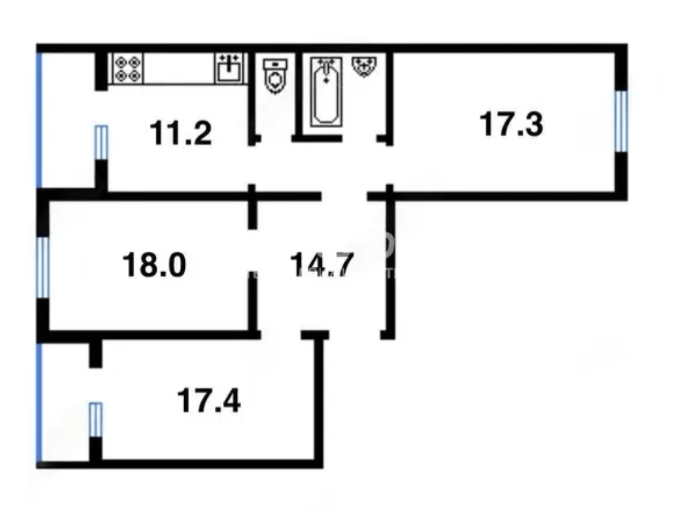 Продажа 3-комнатной квартиры 97 м²