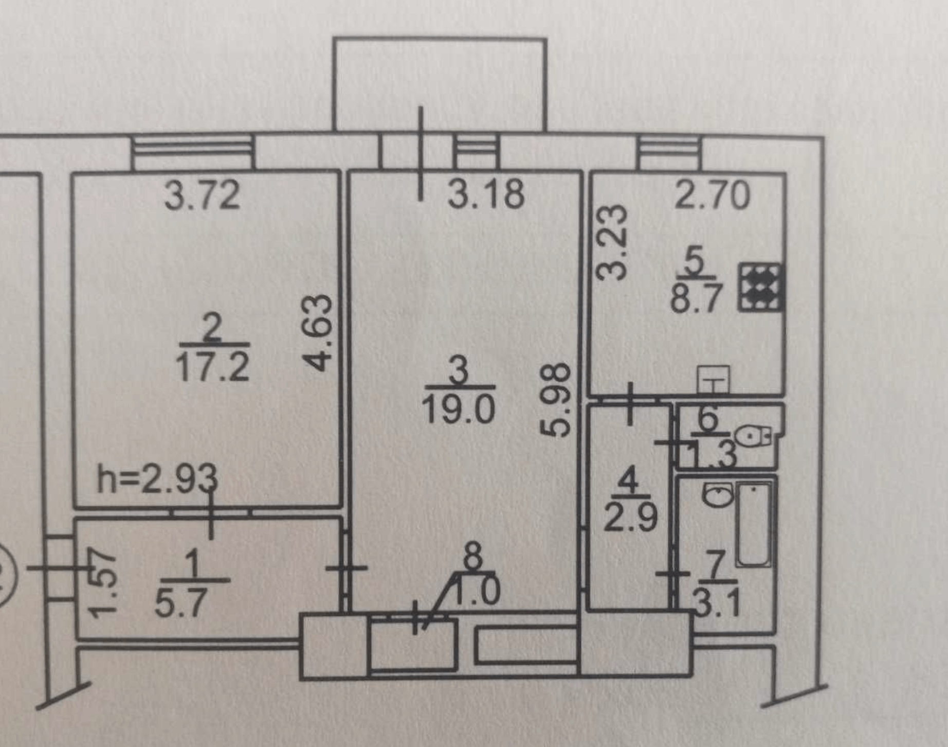 Продажа 2-комнатной квартиры 59 м²