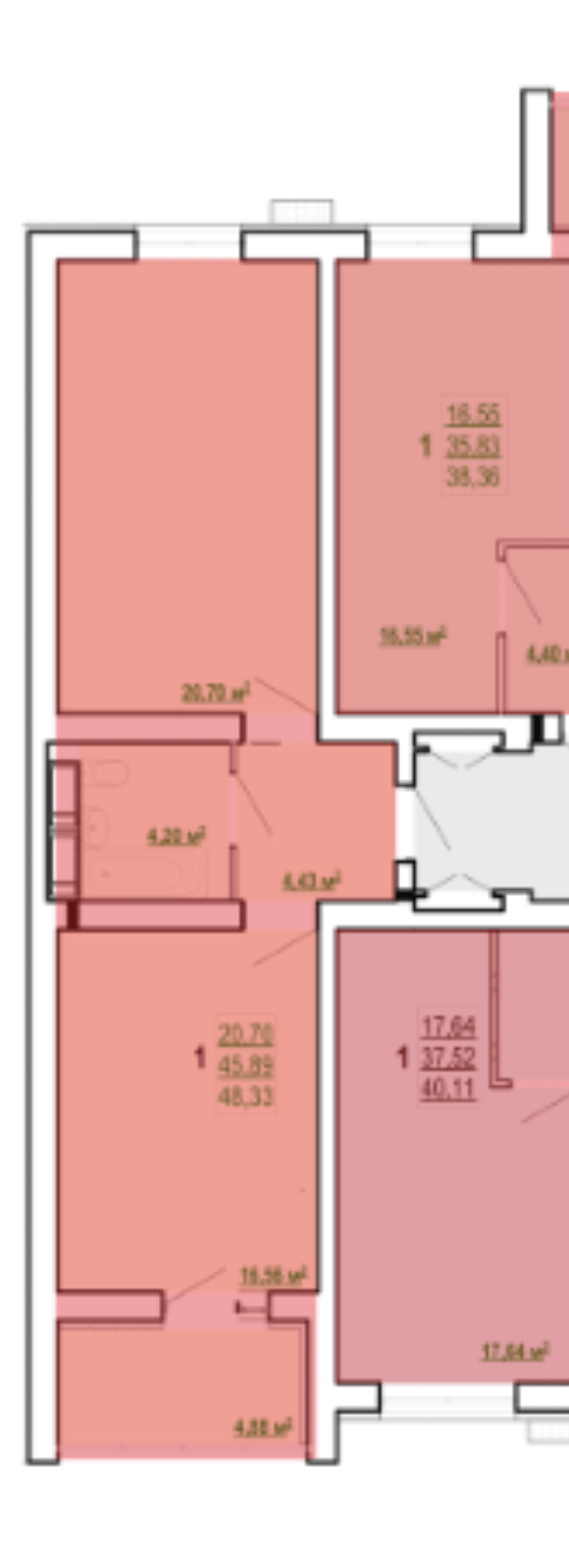 Продажа 1-комнатной квартиры 48 м²