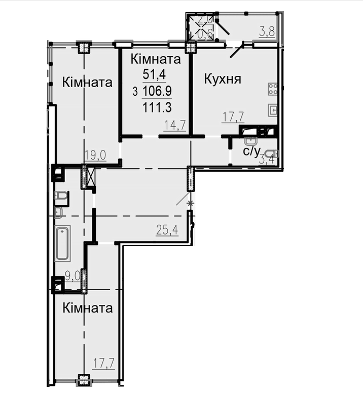 Продаж 3-кімнатної квартири 111 м²