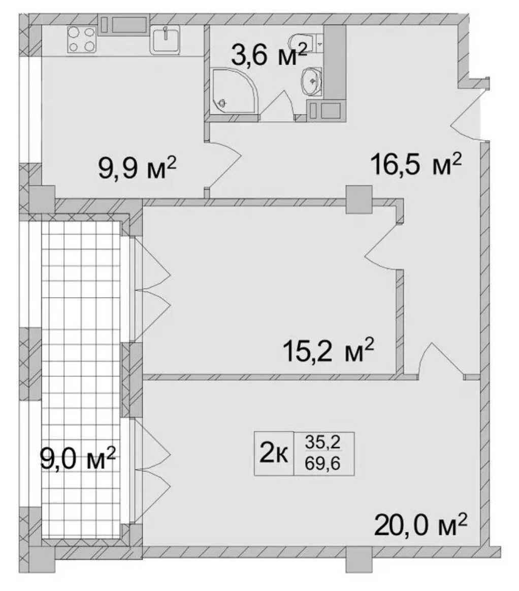Продаж 2-кімнатної квартири 76 м²