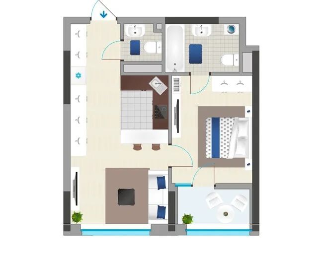 Продажа 1-комнатной квартиры 49 м²