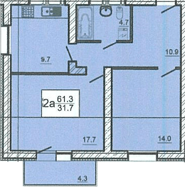Продаж 2-кімнатної квартири 61 м²