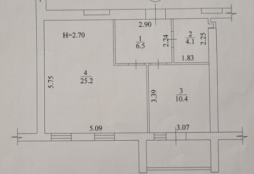 Продаж 1-кімнатної квартири 48 м²