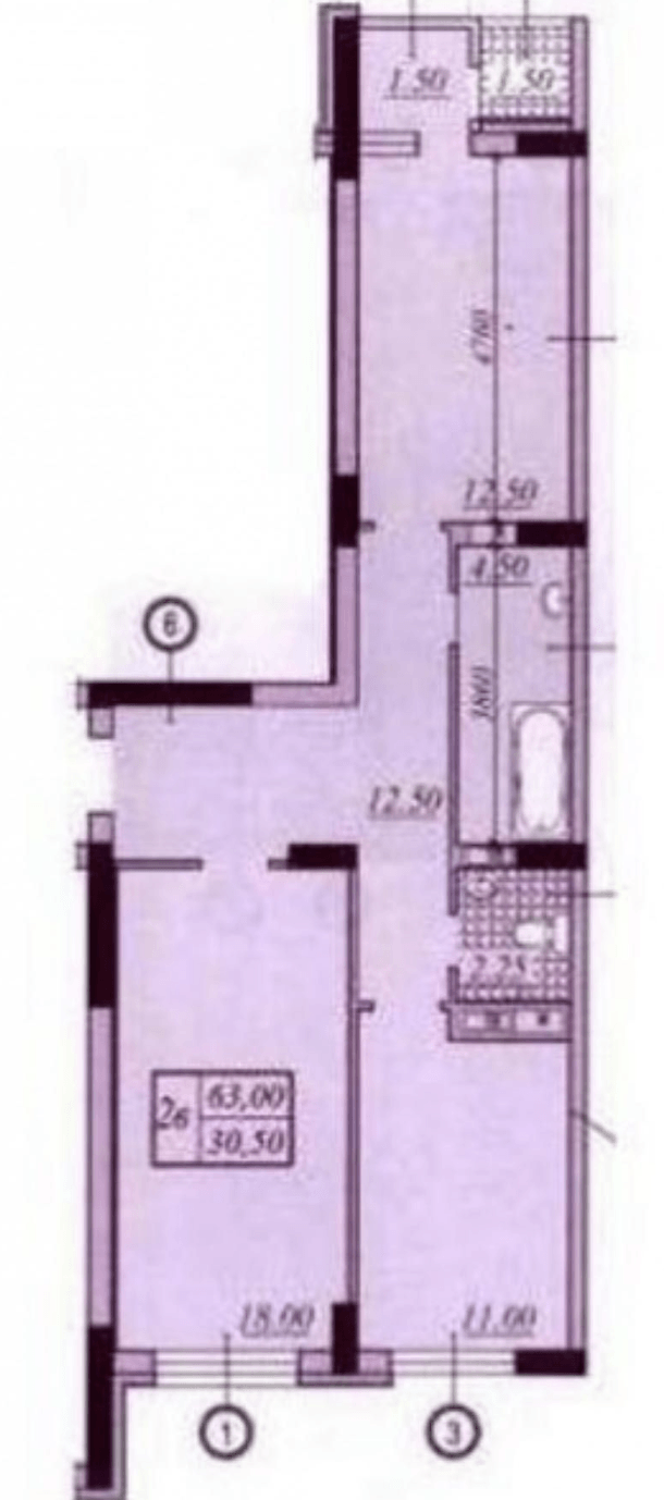 Продажа 2-комнатной квартиры 67 м²