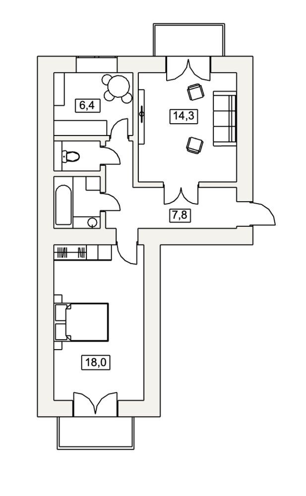 Продажа 2-комнатной квартиры 53 м²