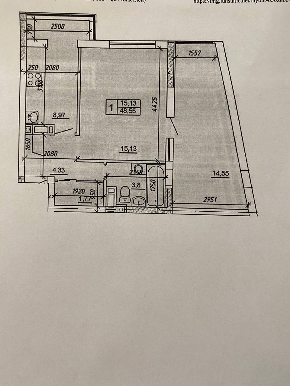 Продажа 1-комнатной квартиры 48.55 м², Озерная ул., 6/1А