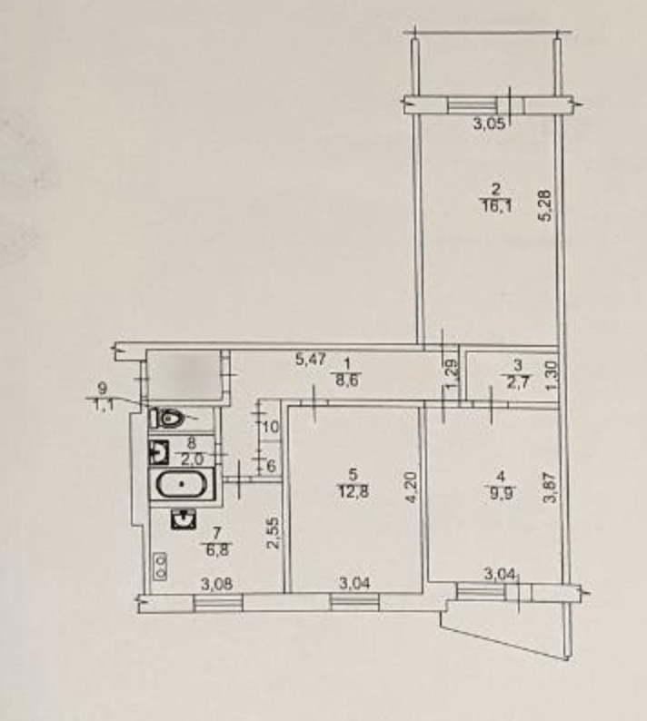 Продаж 3-кімнатної квартири 64 м²