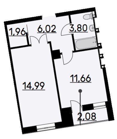 Продаж 1-кімнатної квартири 60 м²