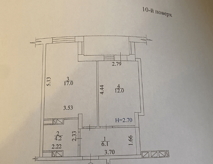 Продаж 1-кімнатної квартири 43 м²