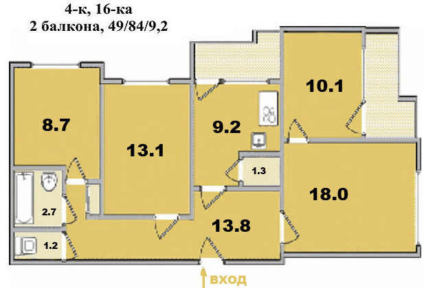 Продаж 4-кімнатної квартири 86 м²