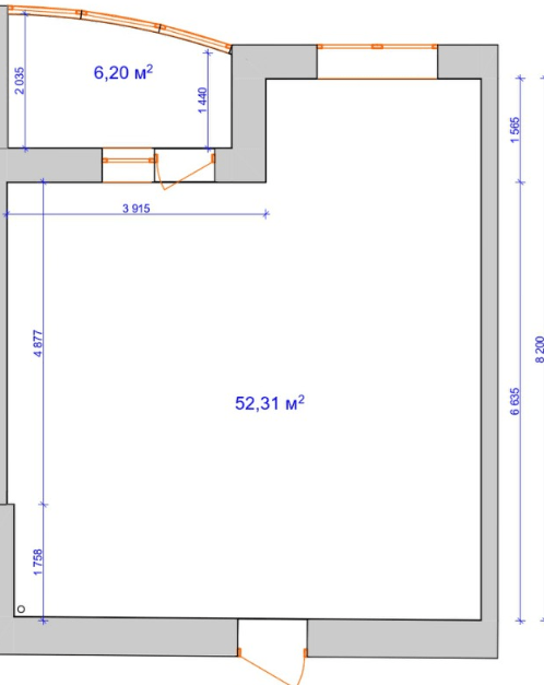 Продаж 1-кімнатної квартири 56 м²