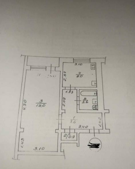 Продажа 1-комнатной квартиры 42 м²