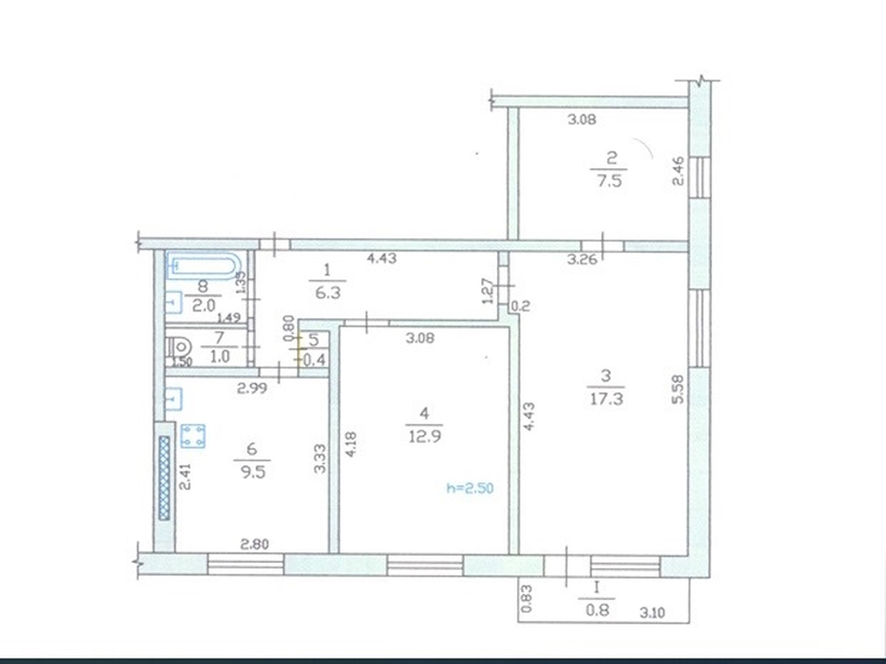 Продажа 3-комнатной квартиры 58 м², Бердянская ул., 1