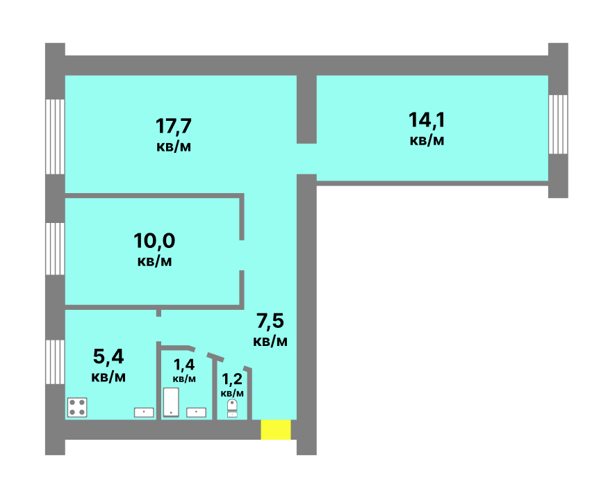 Продажа 3-комнатной квартиры 57 м², Театральная ул.