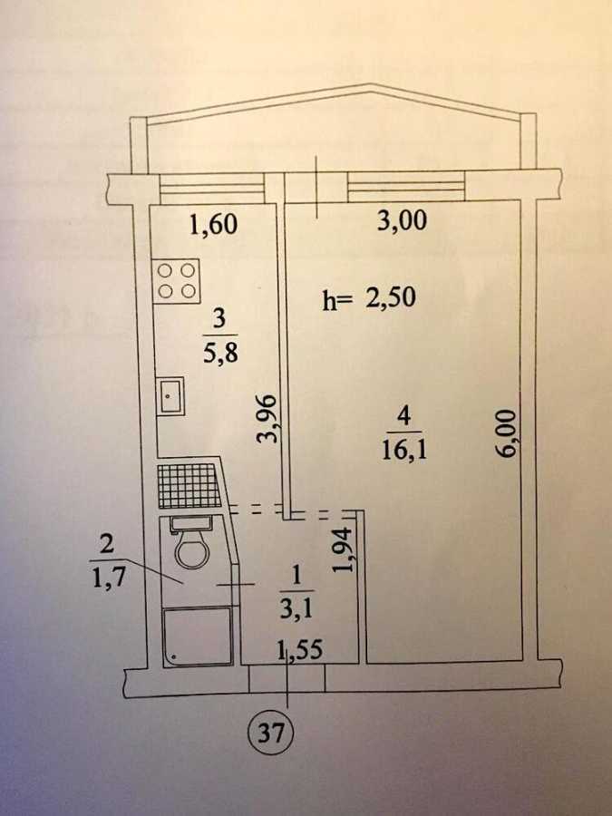 Продаж 1-кімнатної квартири 29.7 м², Бастіонний пров., 7