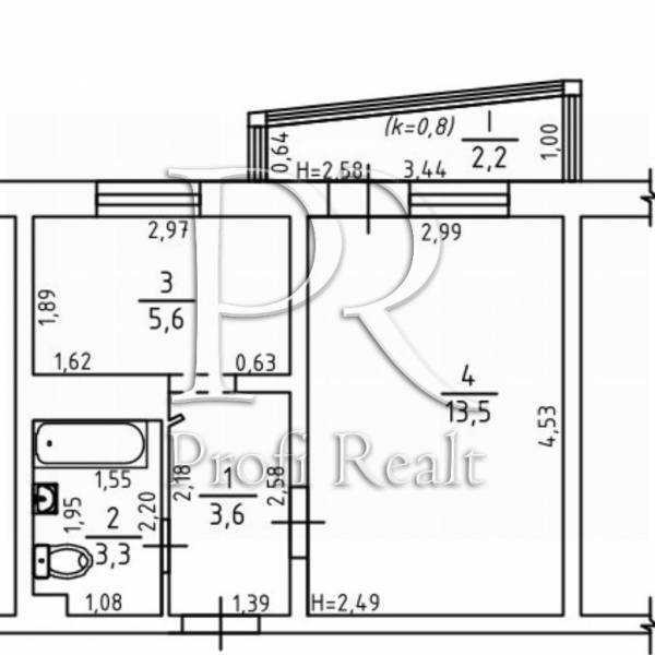 Продажа 1-комнатной квартиры 26 м², Днепроводская ул., 1