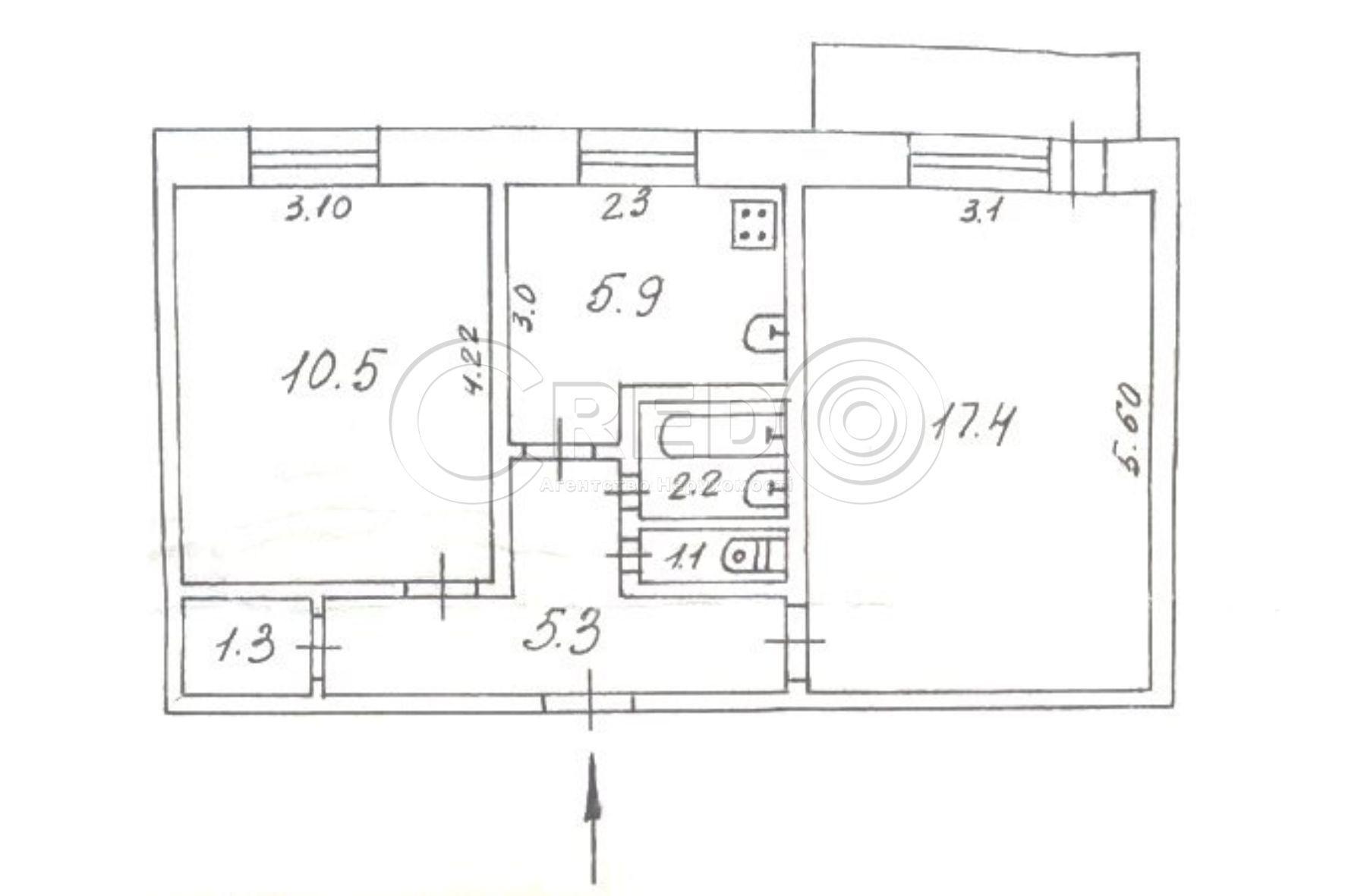 Продажа 2-комнатной квартиры 44.6 м², Кривбассовская ул.