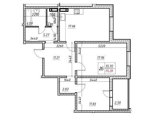 Продажа 2-комнатной квартиры 75 м², Коноплянская ул., вул.22