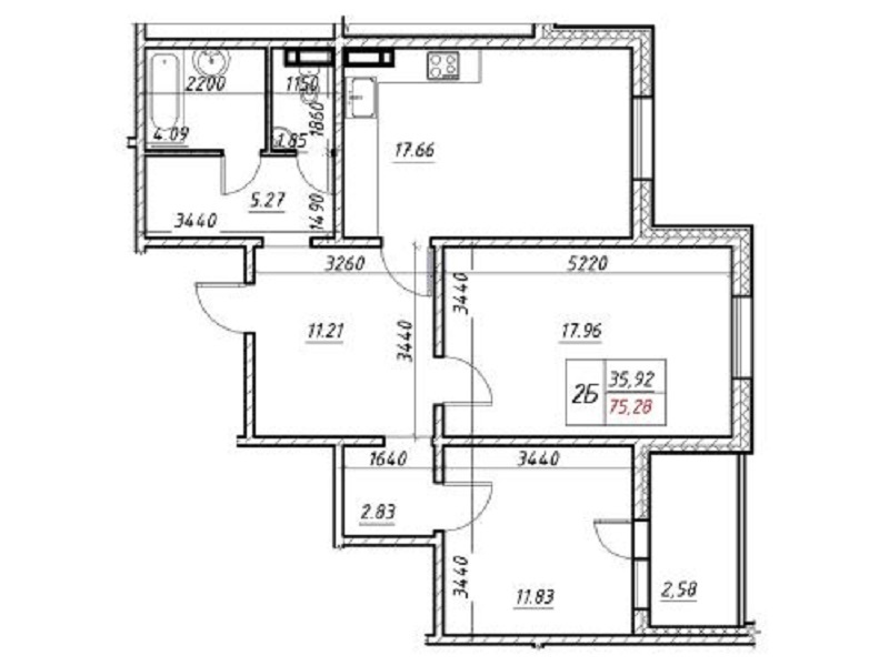 Продажа 2-комнатной квартиры 75 м², Коноплянская ул., 22